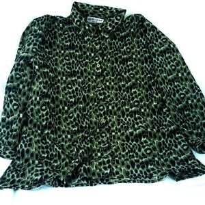NEW GEAR PLUS Cheetah Print Polyester Shirt sz 3X